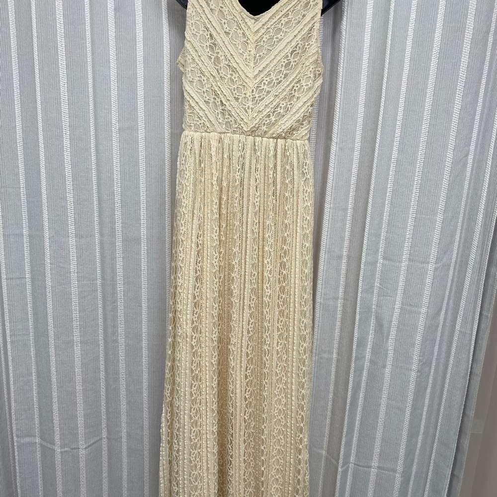 Elegant Cream Lace Maxi Sleeveless Dress‎ size S - Picture 7 of 11